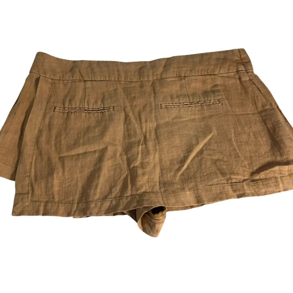 Free People Johanna NWT Brpown Sugar Linen Skort‎ Sz 10